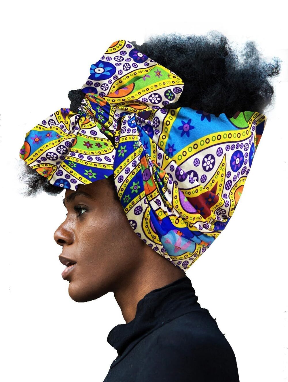 5513 African Head Wrap Extra Long 72”x22”Wax Print Head Scarf Tie Color V